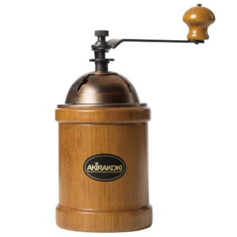 AKIRAKOKI Genuine Manual Coffee Bean Grinder Cast Iron Burr Brown Wood Mill A12